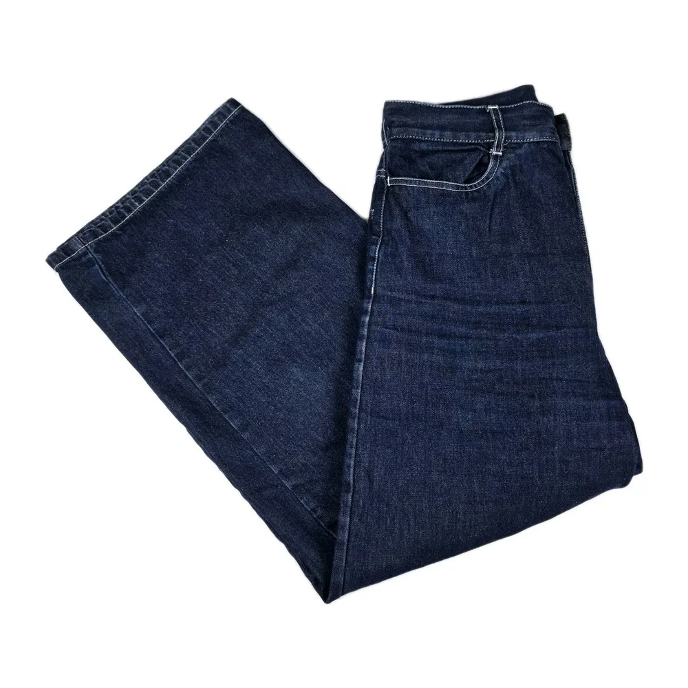 Kowtow Jeans Womens Size Small Wide Leg Dark Wash Blue Denim Pants - Picture 3 of 11